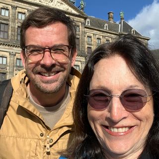 Guests cycling with Dennis through Amsterdam