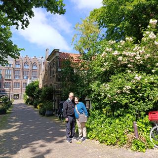 Guests with Dennis among the tulip fields outside Amsterdam