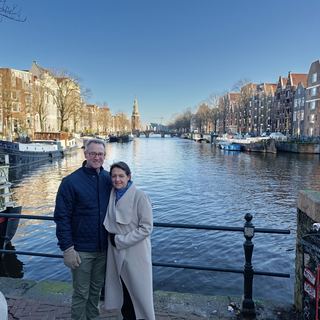Guests with Dennis at a brown café in Amsterdam